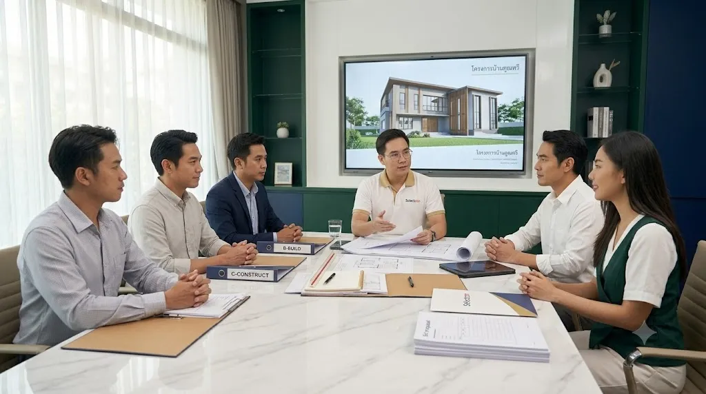 เจ้าของบ้านจัดหาผู้รับเหมาเข้าเสนอราคาโดยมีซีเล็คคอนให้คำแนะนำ