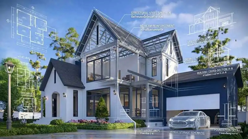แบบก่อสร้างบ้านพร้อมคำอธิบายจุดสำคัญ ทั้งโครงสร้างเหล็ก คานคอนกรีต งานระบบ และรายละเอียดฐานราก ให้เจ้าของบ้านเข้าใจ
