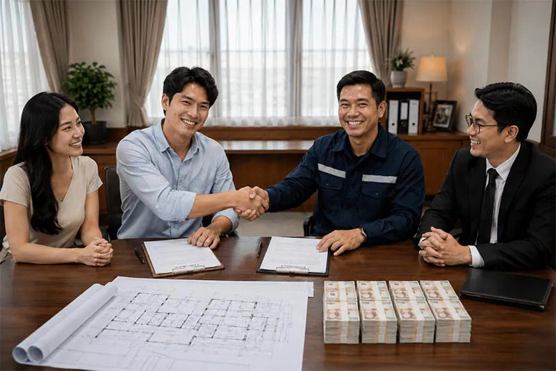 เจ้าของบ้านและผู้รับเหมาต่างเริ่มต้นงานสร้างบ้านด้วยความหวังดี